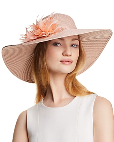 August Hat Company Dress Me Up Feather-trim Floppy Hat In Blush
