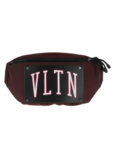Valentino Garavani Valentino Logo Front Belt Bag In Bordeaux/black