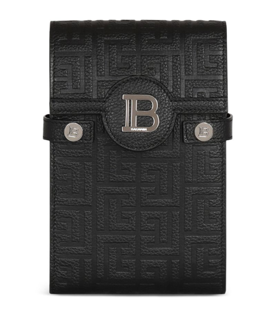 Balmain B-buzz Grained Smartphone Holder In Black