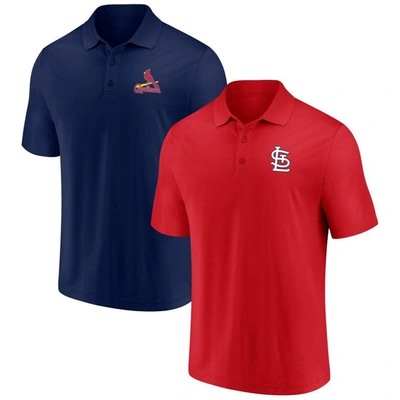 Fanatics Branded Red/navy St. Louis Cardinals Dueling Logos Polo Combo Set