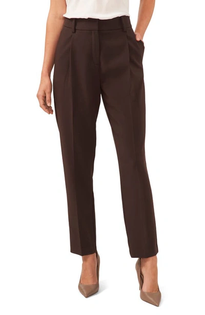 Vince Camuto Pleated Straight Leg Trousers In Chocolate Trot