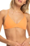 Roxy Beach Classics Strappy Athletic Triangle Bikini Top In Orange