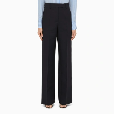 Valentino Navy Wool Trousers In Blue