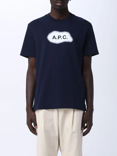 Apc Albert Navy T-shirt In Blue