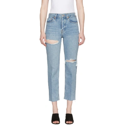 Re/done Cropped Straight-leg Jeans In Lrc W/ Rips