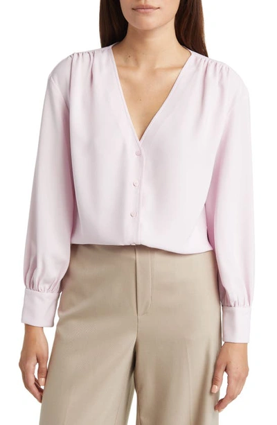 Nordstrom Print V-neck Blouse In Pink Snow