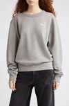 Acne Studios Fairah Face Patch Oversize Cotton Sweatshirt In Light Grey Melange