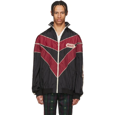 Gucci Back Patch Light Washed Nylon Jacket In Black