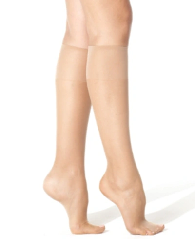 Hanes Silk Reflections Silky Sheer Reinforced Toe Knee Highs In Jet