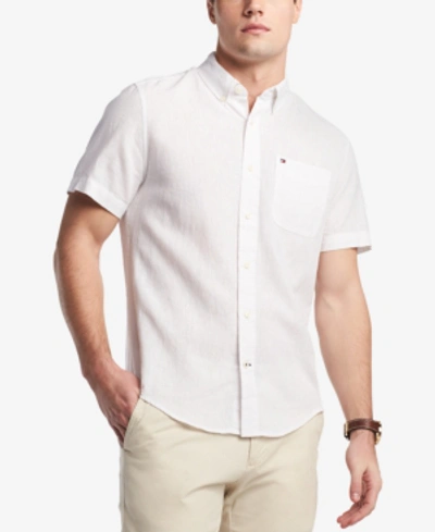 Tommy Hilfiger Men's Porter Linen Shirt, Created For Macy's In Bright White