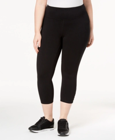 Calvin Klein Performance Plus Size High-waist Cutout Cropped Leggings In Black