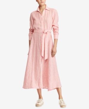ralph lauren striped linen shirtdress