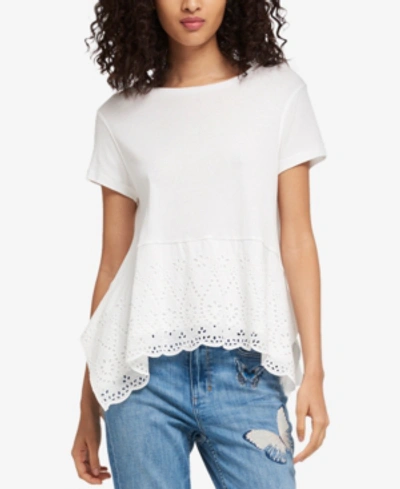 Dkny Cotton Eyelet Top In White