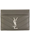 Saint Laurent Monogram Cardholder In Grey