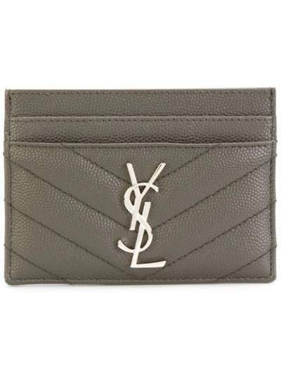 Saint Laurent Monogram Cardholder In Grey