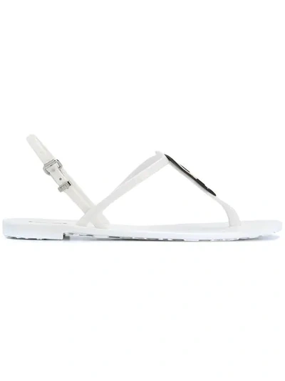 Karl Lagerfeld Rubber Jelly Lagerfeld And Cat Sandals In White