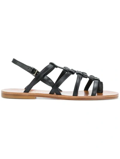 Robert Clergerie Flat Strappy Sandals In Black