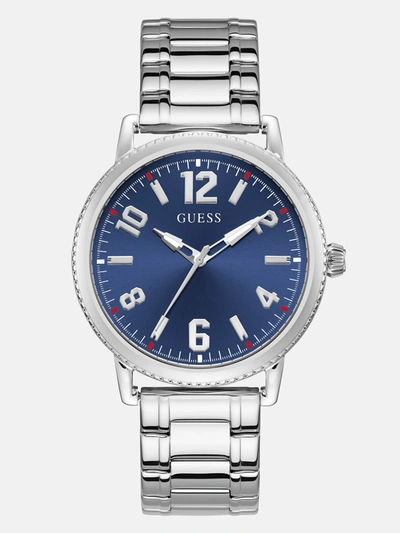 Guess Factory Silver-tone And Blue Analog Watch