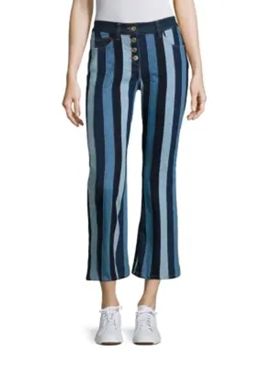 Tommy Hilfiger Patchwork Cropped Flared Pants In Blue