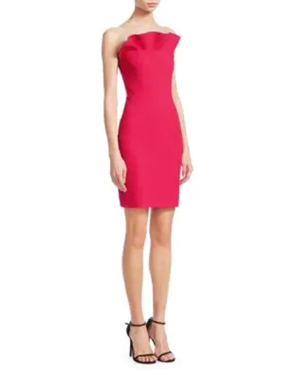 Cinq À Sept Marcy Strapless Ruffle Mini Dress In Camilla Red