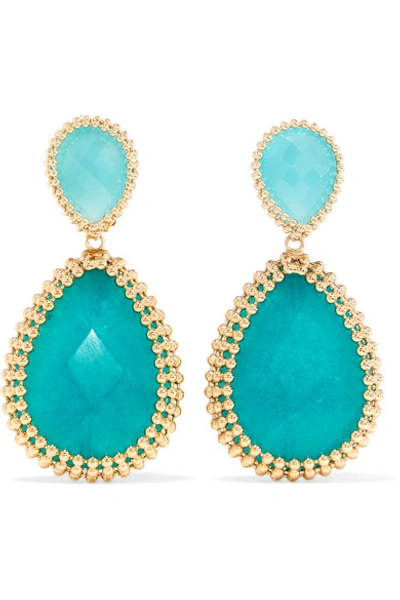 Rosantica Vita Gold-tone Stone Clip Earrings In Blue