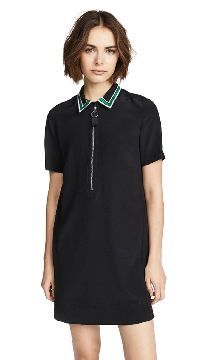 Jason Wu Grey Zip Dress With Embroidered Collar In Black