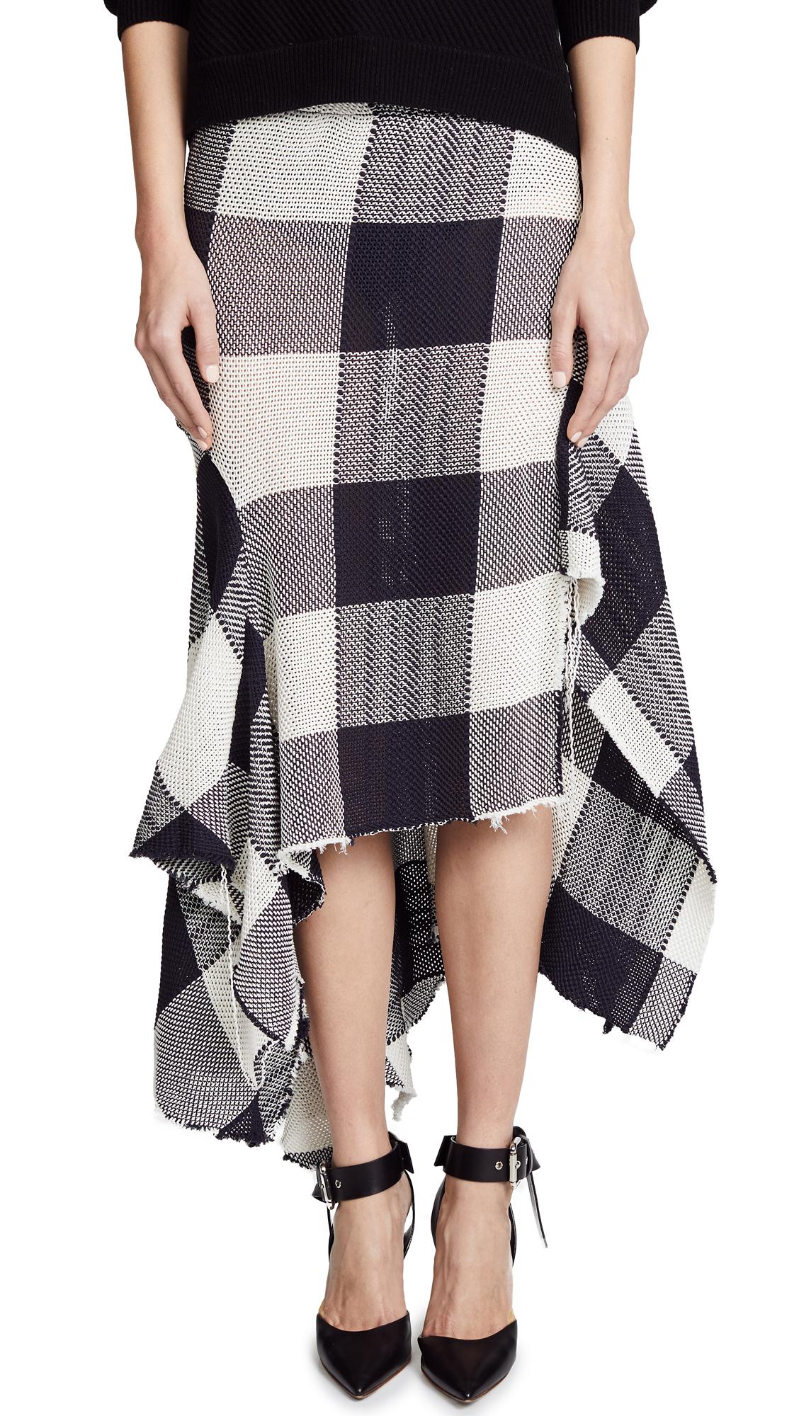 Marques Almeida Asymmetric Draped Skirt In Black White Modesens