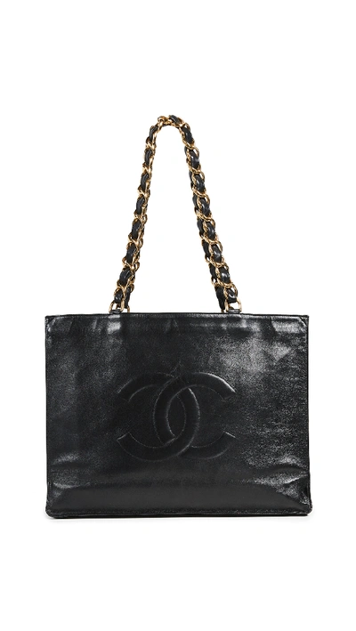 Chanel Flat Chain Tote In Black