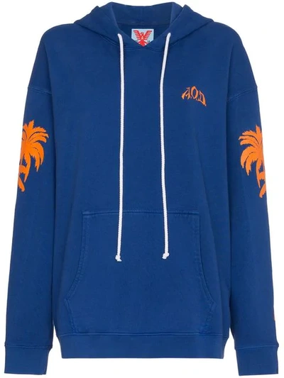 Adaptation Palm Print Hooded Sweatshirt In Blue