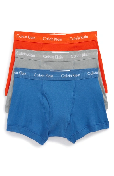 Calvin Klein Cotton Trunks In Oriole/ Stony/ Lakefront