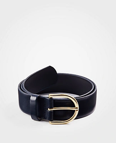 Ann Taylor Wide Leather Trouser Belt In Navy Blue