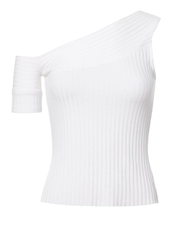 The Range Ribbed One Shoulder Tee In White
