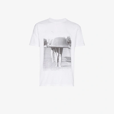 Languages Bathtub Print Short Sleeve Cotton T Shirt - White