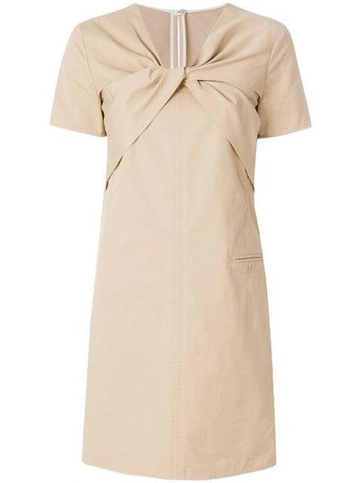 Carven Twist Neck Poplin Dress - Neutrals