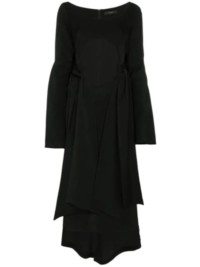Ellery Silk Ultraviolet Tie Front Dress In Black