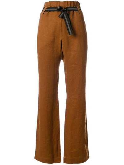 Caramel Belted Trousers In Yellow