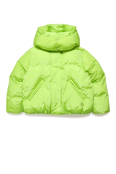 Mm6 Maison Margiela Kids' Hooded Padded Jacket With Logo In Green