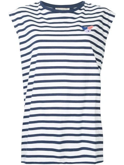 Etre Cecile Striped Embroidered Dog Tank Top