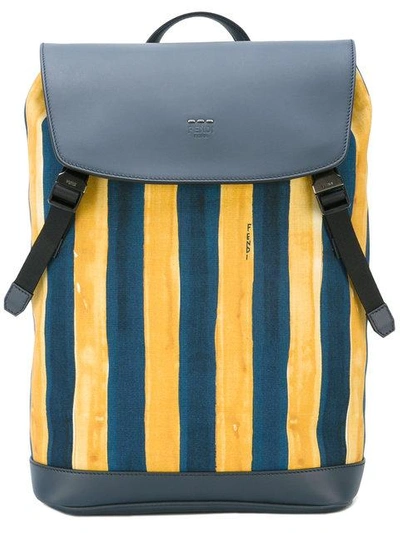 Fendi Watercolour Striped Backpack In Blue ,orange