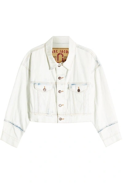 Marc Jacobs Oversized Cropped Denim Jacket In Bianco