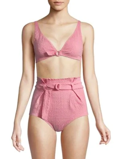 Lisa Marie Fernandez Melissa Paper Bag Bikini In Pink Seersucker