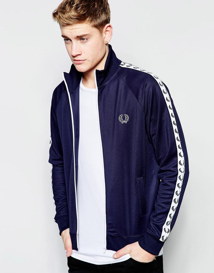 Fred Perry Tracktop With Taped Sleeves - Navy | ModeSens