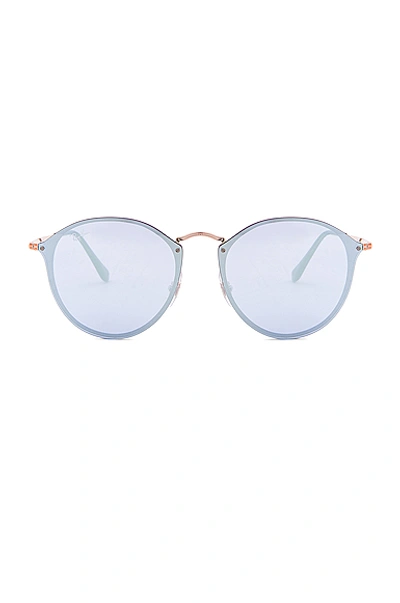 Ray Ban Round Sunglasses In Copper & Dark Violet Mirror
