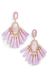 Kendra Scott Kristen Fringe Dangle Earrings In Lilac Mop/ Rose Gold