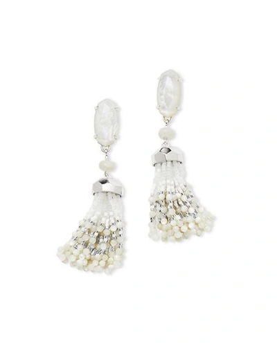 Kendra Scott Dove Tassel Drop Earrings In Ivory Mop/ Silver