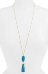 Kendra Scott Eva Adjustable Tassel Pendant Necklace, 32" In Aqua Howlite/ Gold