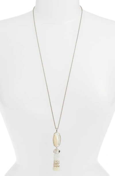 Kendra Scott Eva Adjustable Tassel Pendant Necklace, 32" In Ivory Mop/ Silver