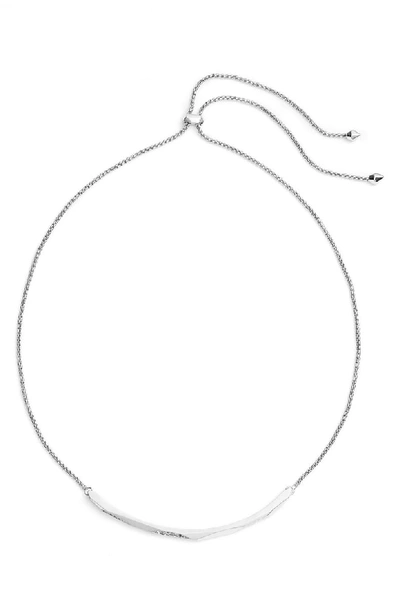 Kendra Scott Graham Adjustable Smile Bar Necklace In White Cz/ Silver