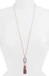 Kendra Scott Eva Adjustable Tassel Pendant Necklace, 32" In Lilac Mop/ Rose Gold