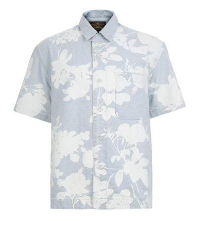 Vivienne Westwood Bowling Shirt Absence Of Rose Print In Denim